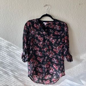 Black, Floral Top